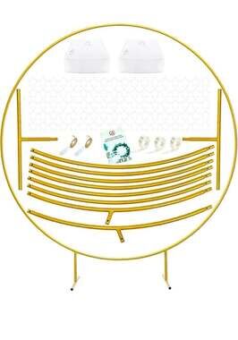 LANGXUN 8.5 ft Gold Metal Round Balloon Arch kit,